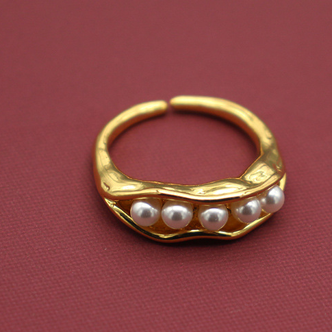 Pea Pod Open Ring – 18K Gold or Platinum Plated Adjustable Design