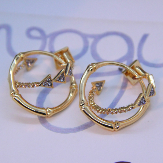 Gold-Tone Pavé Zircon Hoop Earrings – Classic Everyday Sparkle