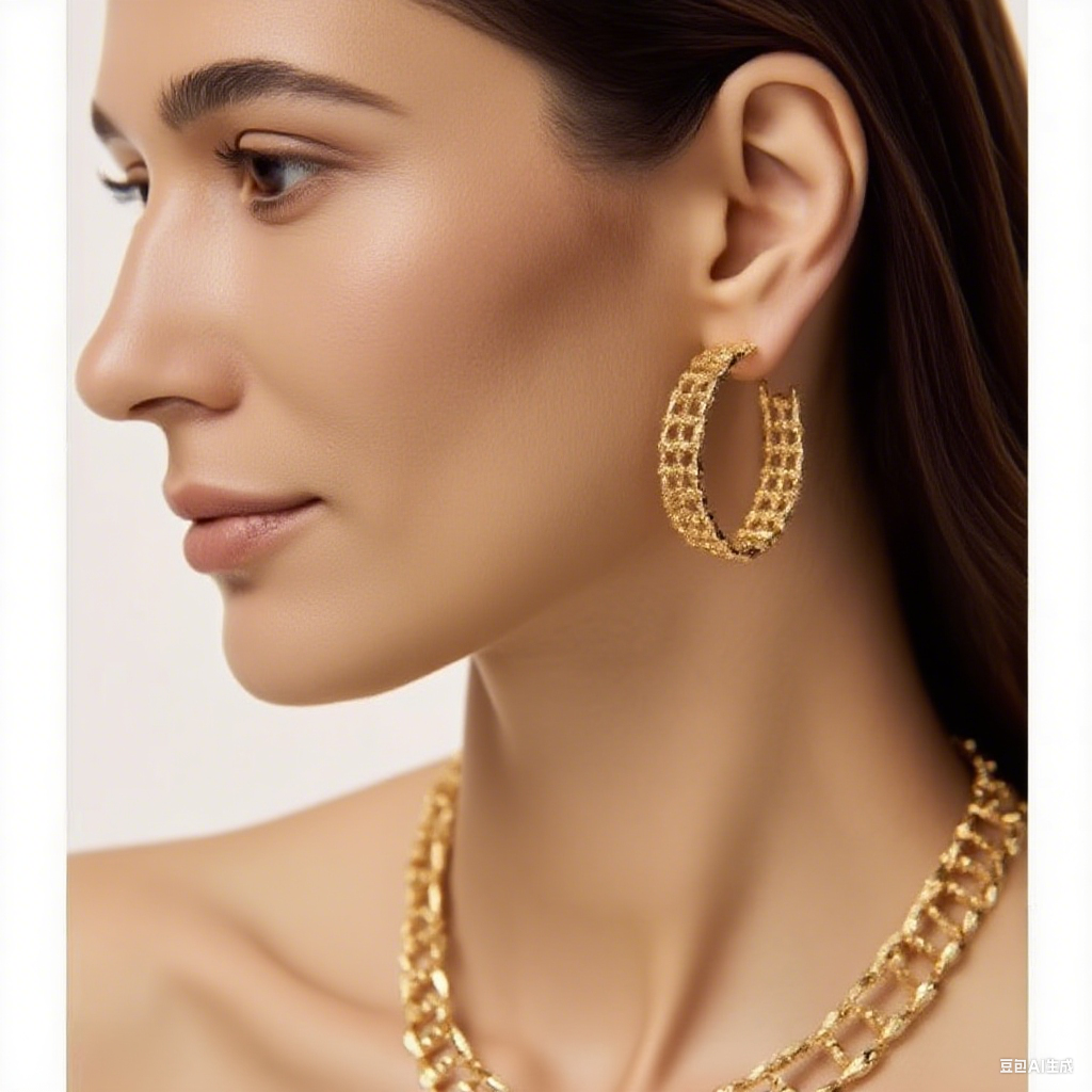 Woven Grid Open C-Hoop Earrings