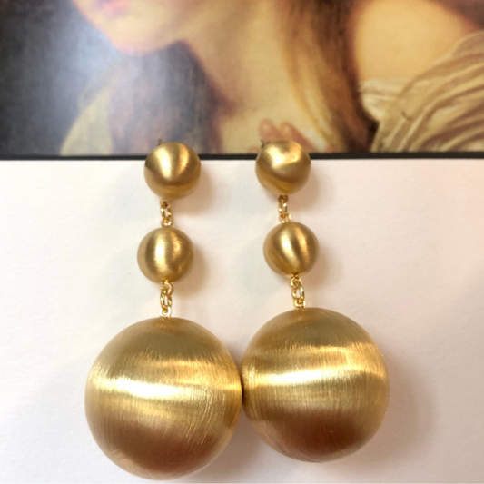 Brushed Gold Ball Drop Earrings