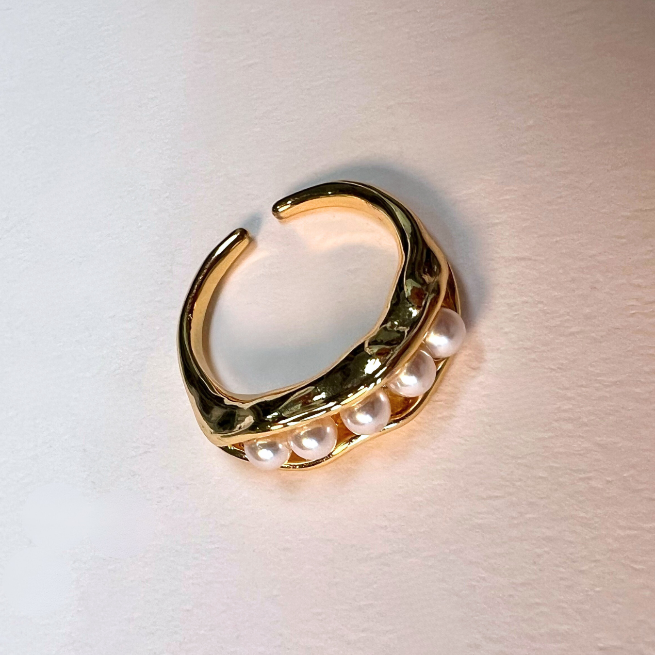 Pea Pod Open Ring – 18K Gold or Platinum Plated Adjustable Design