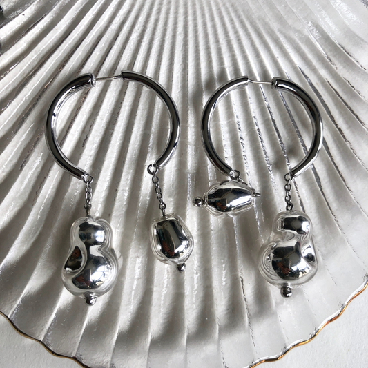 Minimalist Silver-Plated Blown Glass Drop Earrings