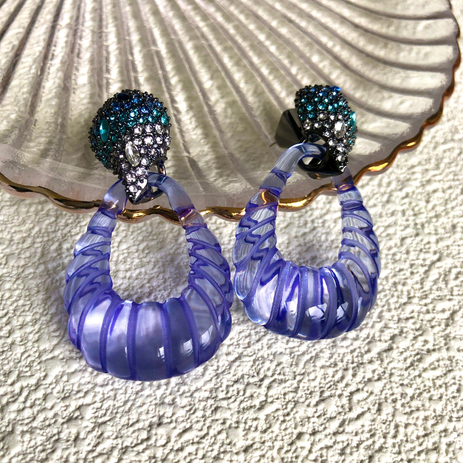 Gradient Resin Crystal Drop Earrings in Sky Blue or Crystal White