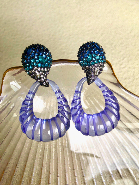 Gradient Resin Crystal Drop Earrings in Sky Blue or Crystal White