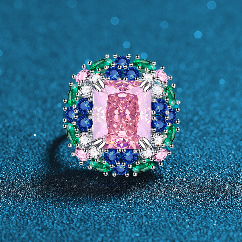 Sakura Pink Adjustable Ring – 925 Sterling Silver with 5-Carat Moissanite Sparkle