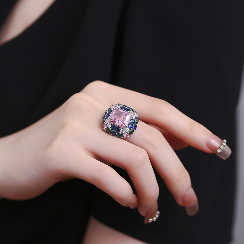 Sakura Pink Adjustable Ring – 925 Sterling Silver with 5-Carat Moissanite Sparkle