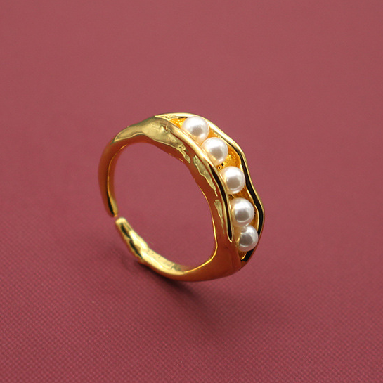 Pea Pod Open Ring – 18K Gold or Platinum Plated Adjustable Design