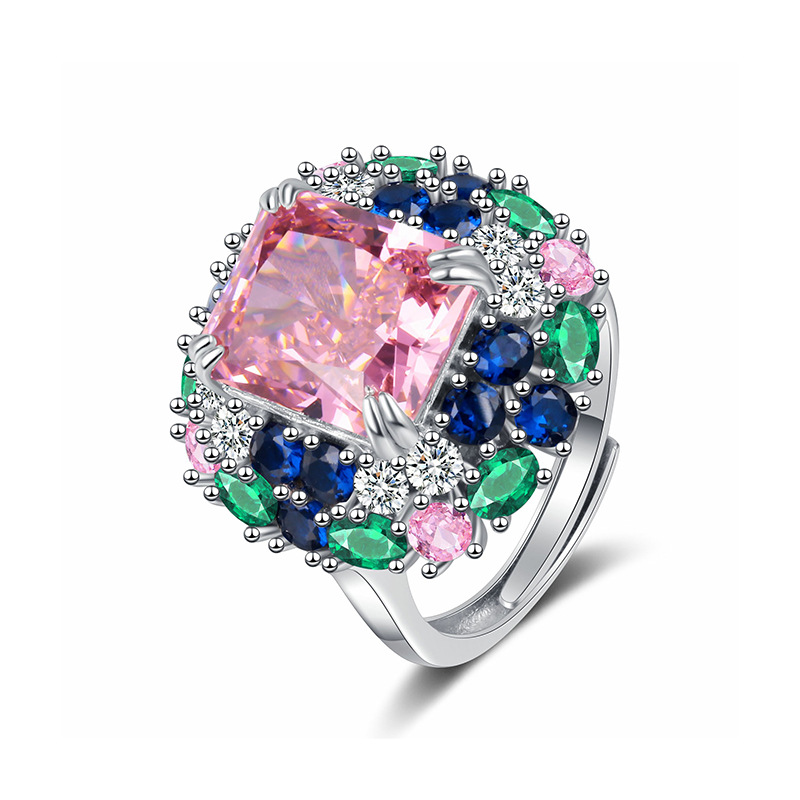Sakura Pink Adjustable Ring – 925 Sterling Silver with 5-Carat Moissanite Sparkle