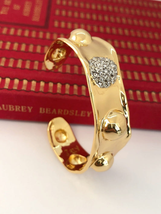 Molten Gold Repoussé Crystal Cuff Bracelet