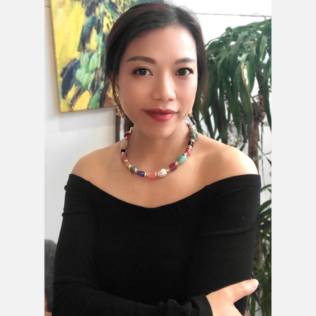 Tropical Mosaic Natural Stone Beaded Necklace – 24K Gold-Plated Brass