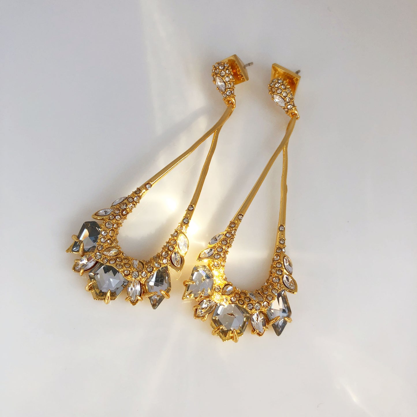 Solar Stone Pavé Crystal Drop Earrings 18K Gold Plated