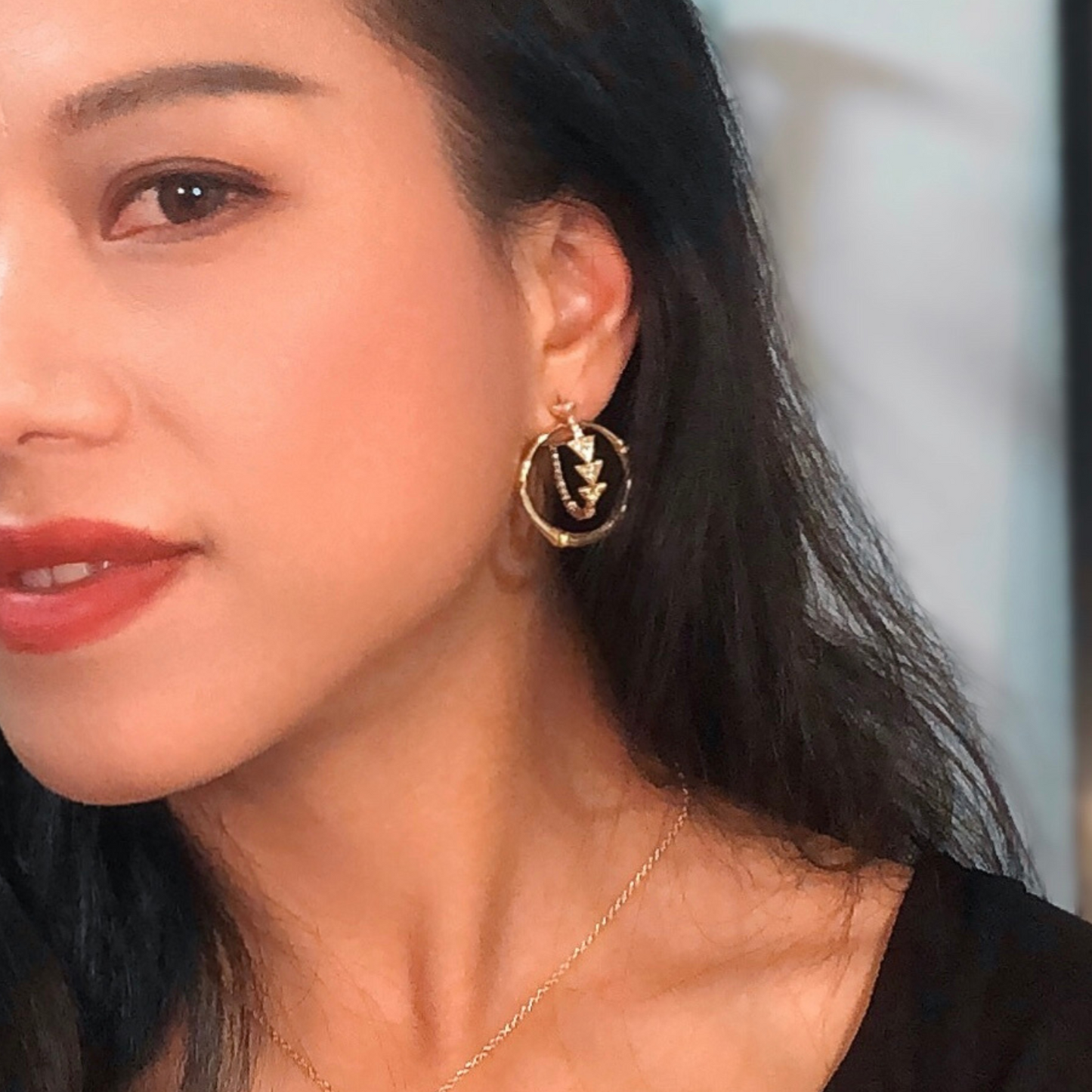 Gold-Tone Pavé Zircon Hoop Earrings – Classic Everyday Sparkle