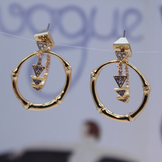 Gold-Tone Pavé Zircon Hoop Earrings – Classic Everyday Sparkle
