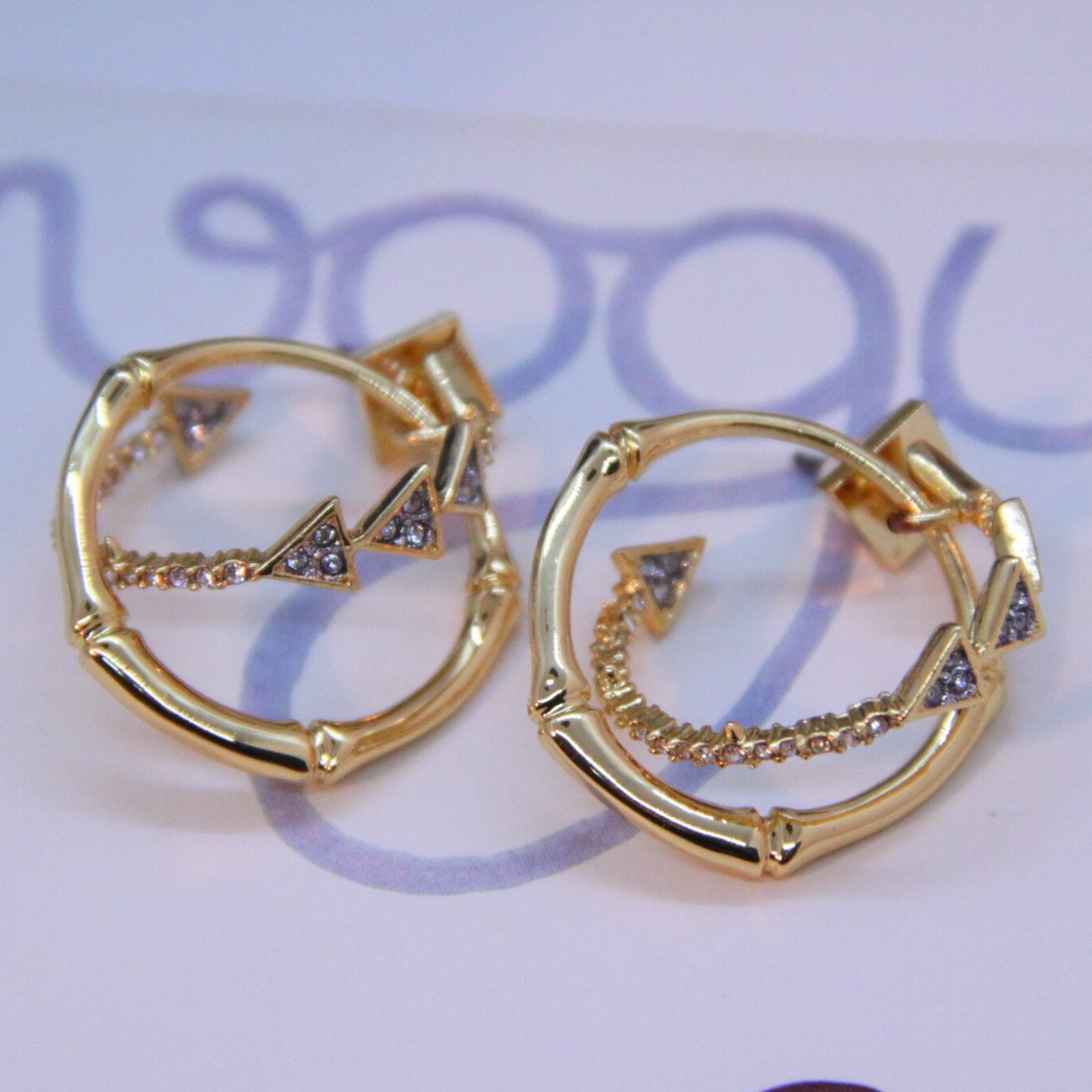 Gold-Tone Pavé Zircon Hoop Earrings – Classic Everyday Sparkle