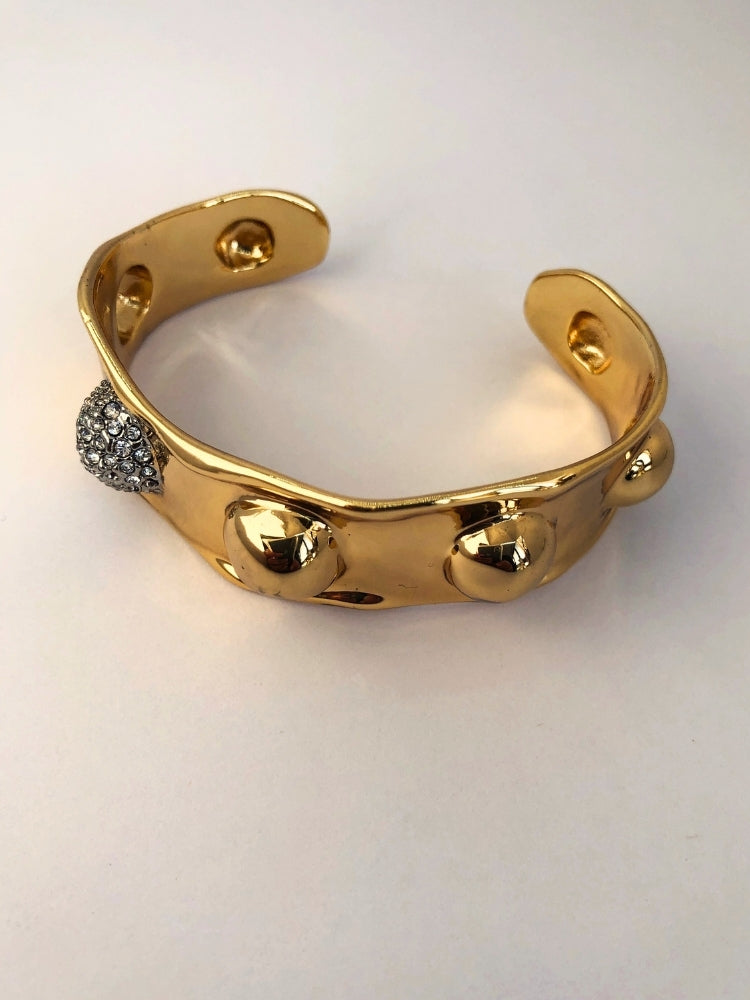 Molten Gold Repoussé Crystal Cuff Bracelet