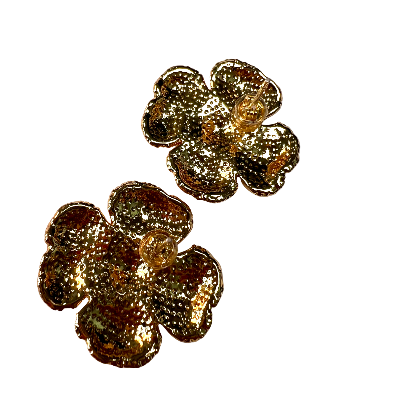 Vintage Floral 24K Gold Stud Earrings