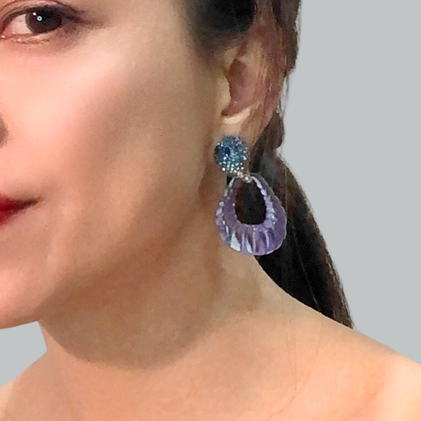 Gradient Resin Crystal Drop Earrings in Sky Blue or Crystal White