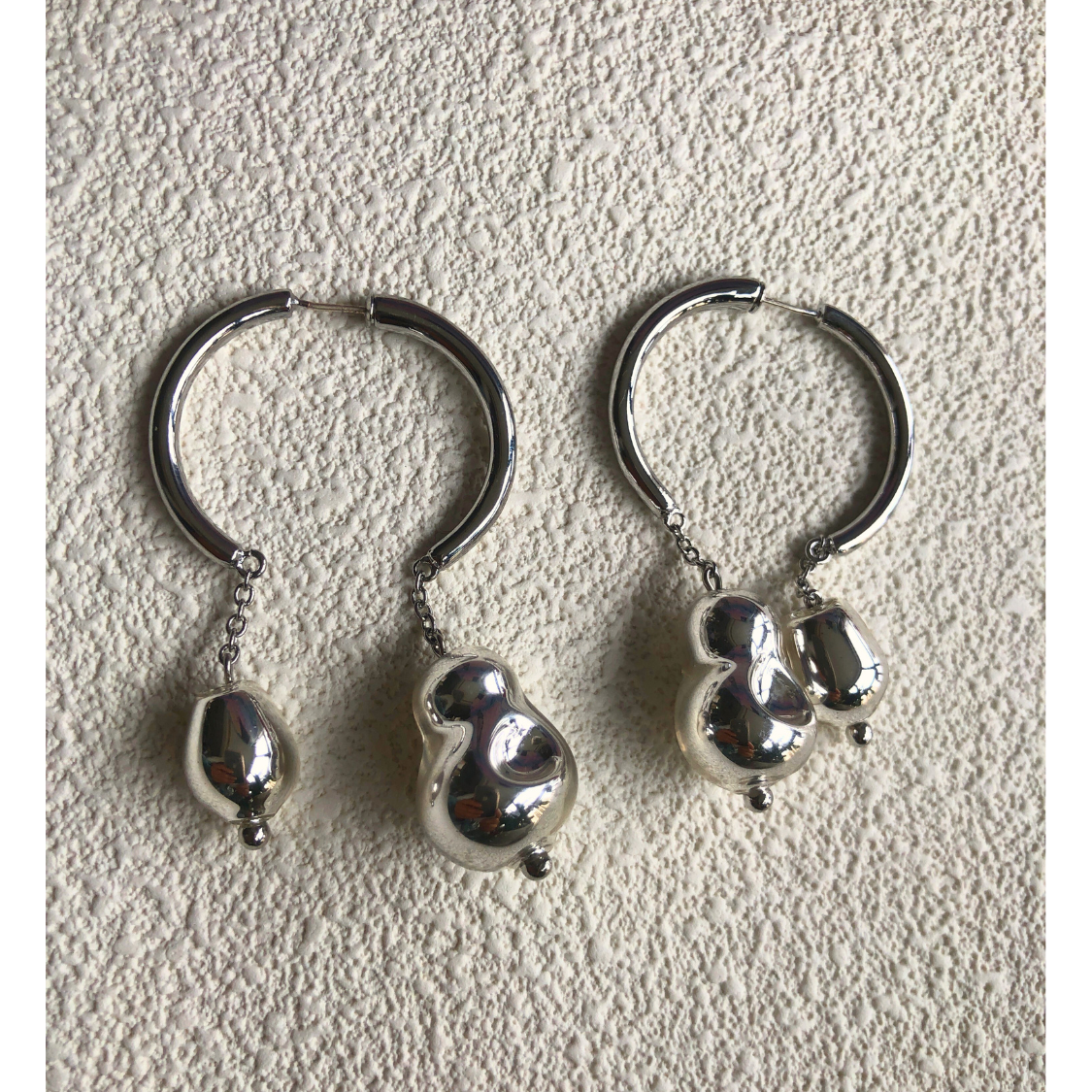 Minimalist Silver-Plated Blown Glass Drop Earrings