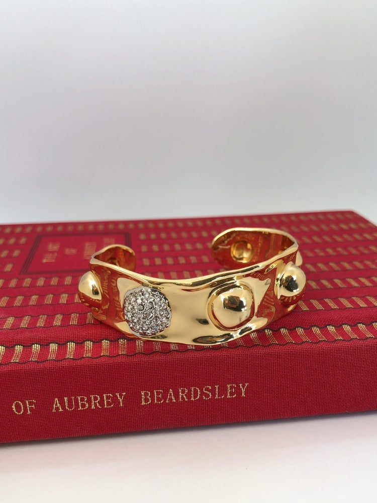 Molten Gold Repoussé Crystal Cuff Bracelet