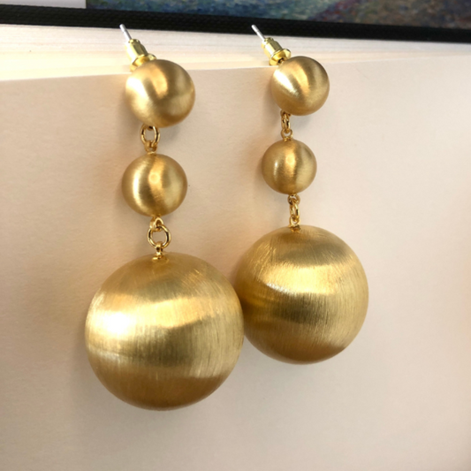 Brushed Gold Ball Drop Earrings