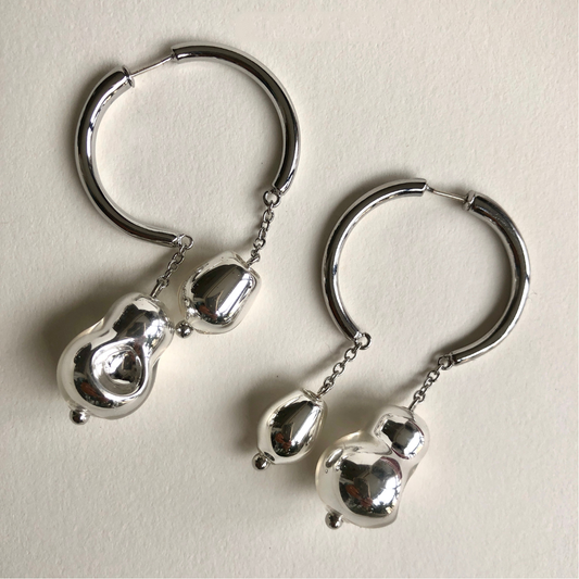 Minimalist Silver-Plated Blown Glass Drop Earrings