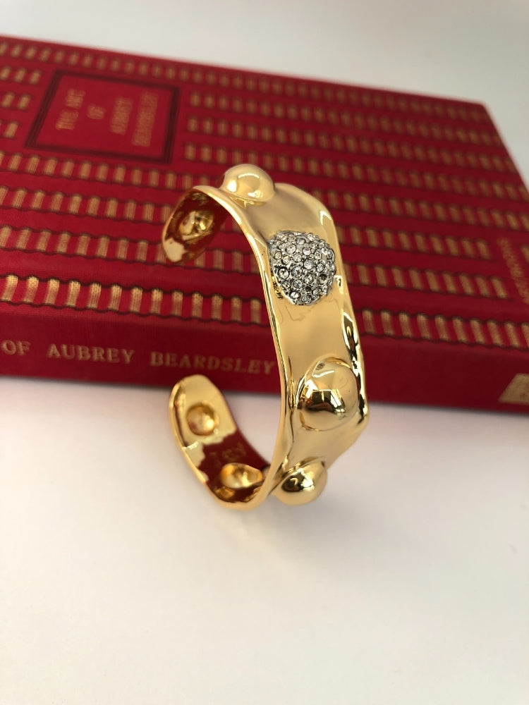 Molten Gold Repoussé Crystal Cuff Bracelet