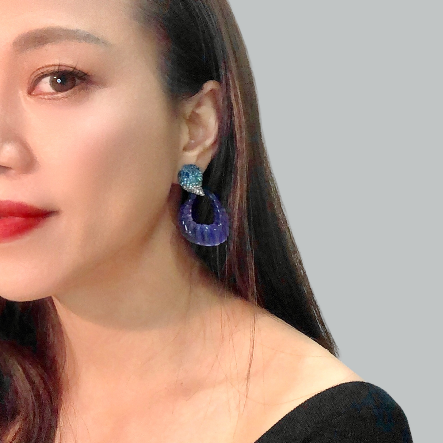 Gradient Resin Crystal Drop Earrings in Sky Blue or Crystal White