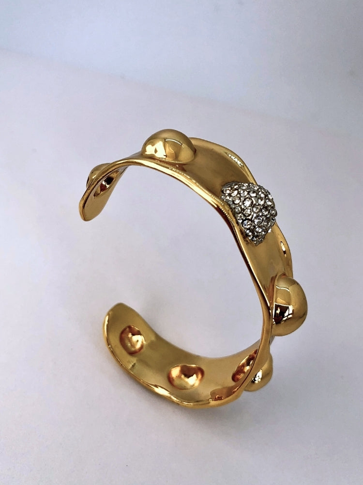 Molten Gold Repoussé Crystal Cuff Bracelet