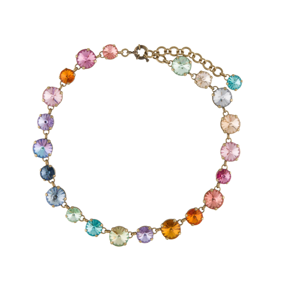 Techni Colour Rainbow Crystal Bold Cut Gem Necklace