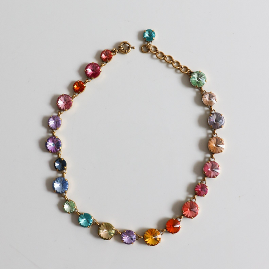Techni Colour Rainbow Crystal Bold Cut Gem Necklace