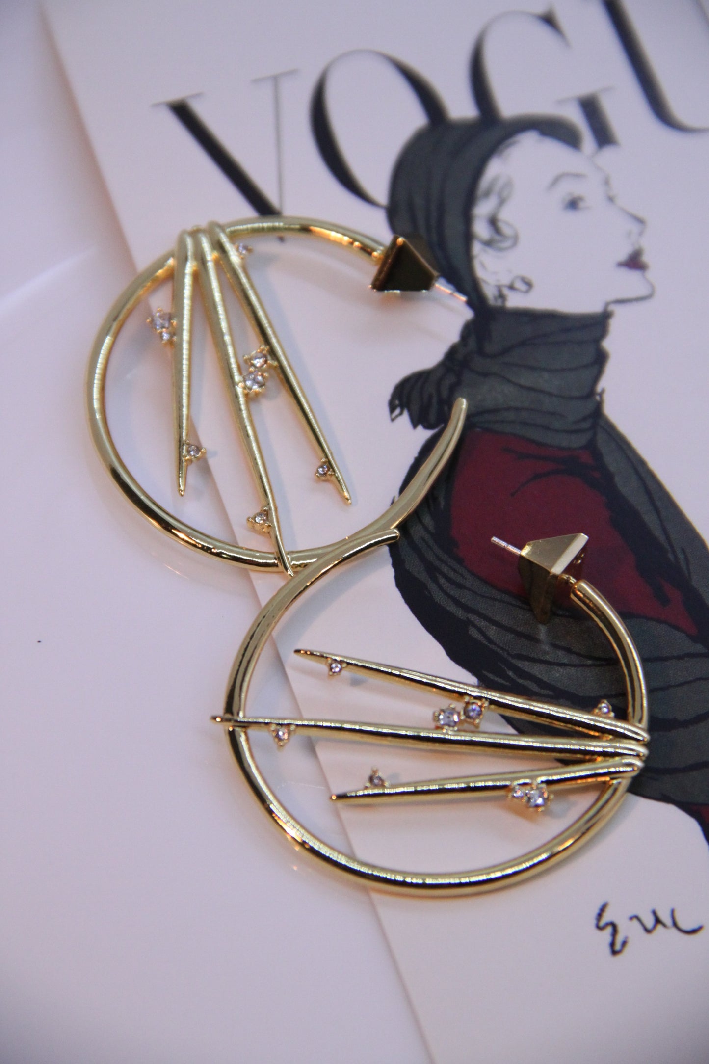 Solar Light Molten Hoop Earrings – 18K Gold Plated with Zircon Crystals