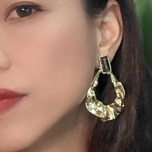 Cognac Gemstone Folded Gold Statement Earrings