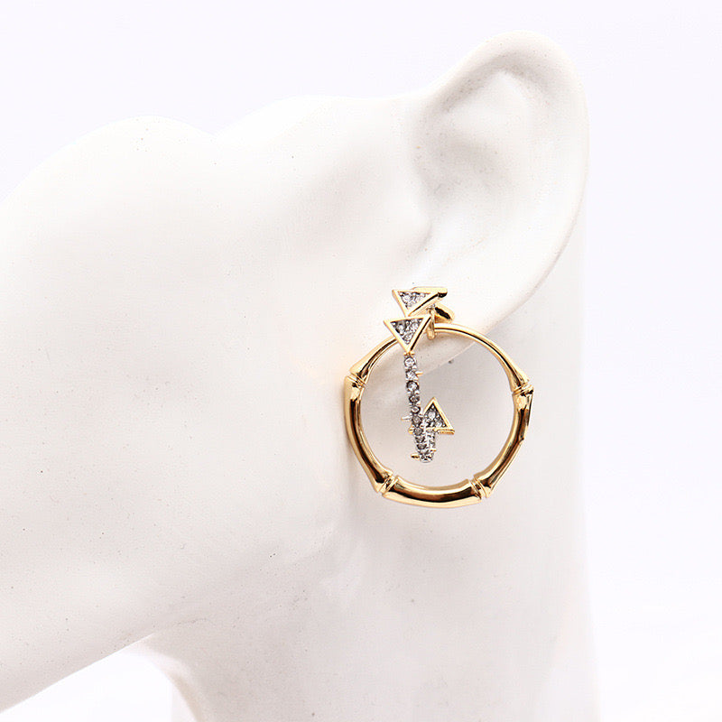 Gold-Tone Pavé Zircon Hoop Earrings – Classic Everyday Sparkle