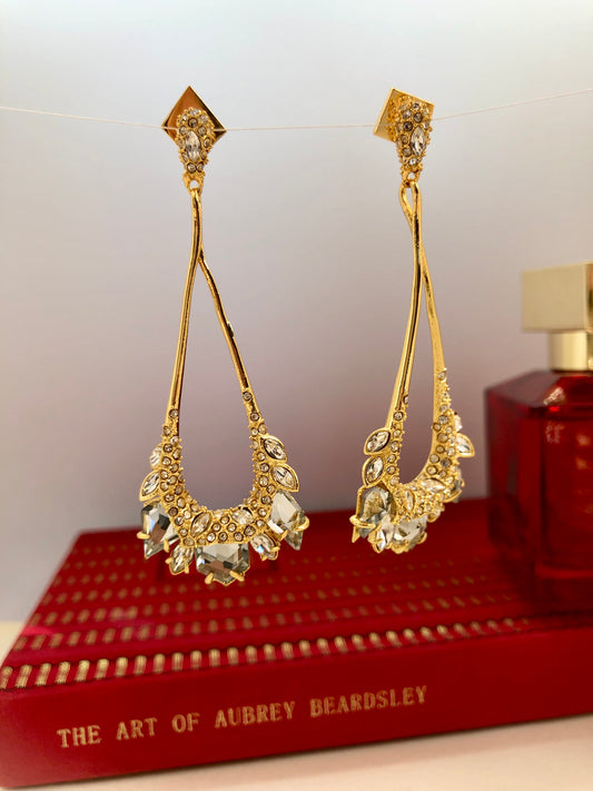 Solar Stone Pavé Crystal Drop Earrings 18K Gold Plated