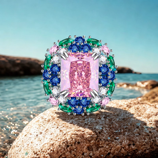 Sakura Pink Adjustable Ring – 925 Sterling Silver with 5-Carat Moissanite Sparkle